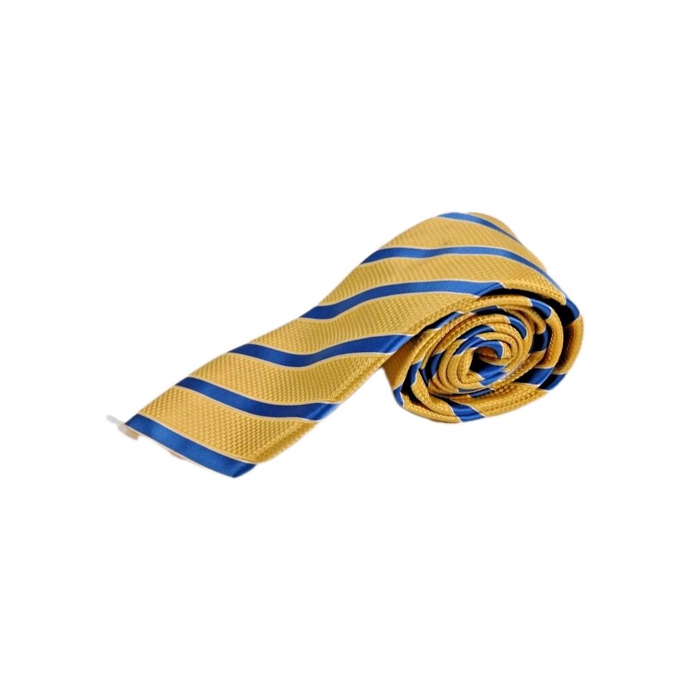 DONALD TRUMP President Signature Collection Silk Necktie STRIPED Yellow/Blue